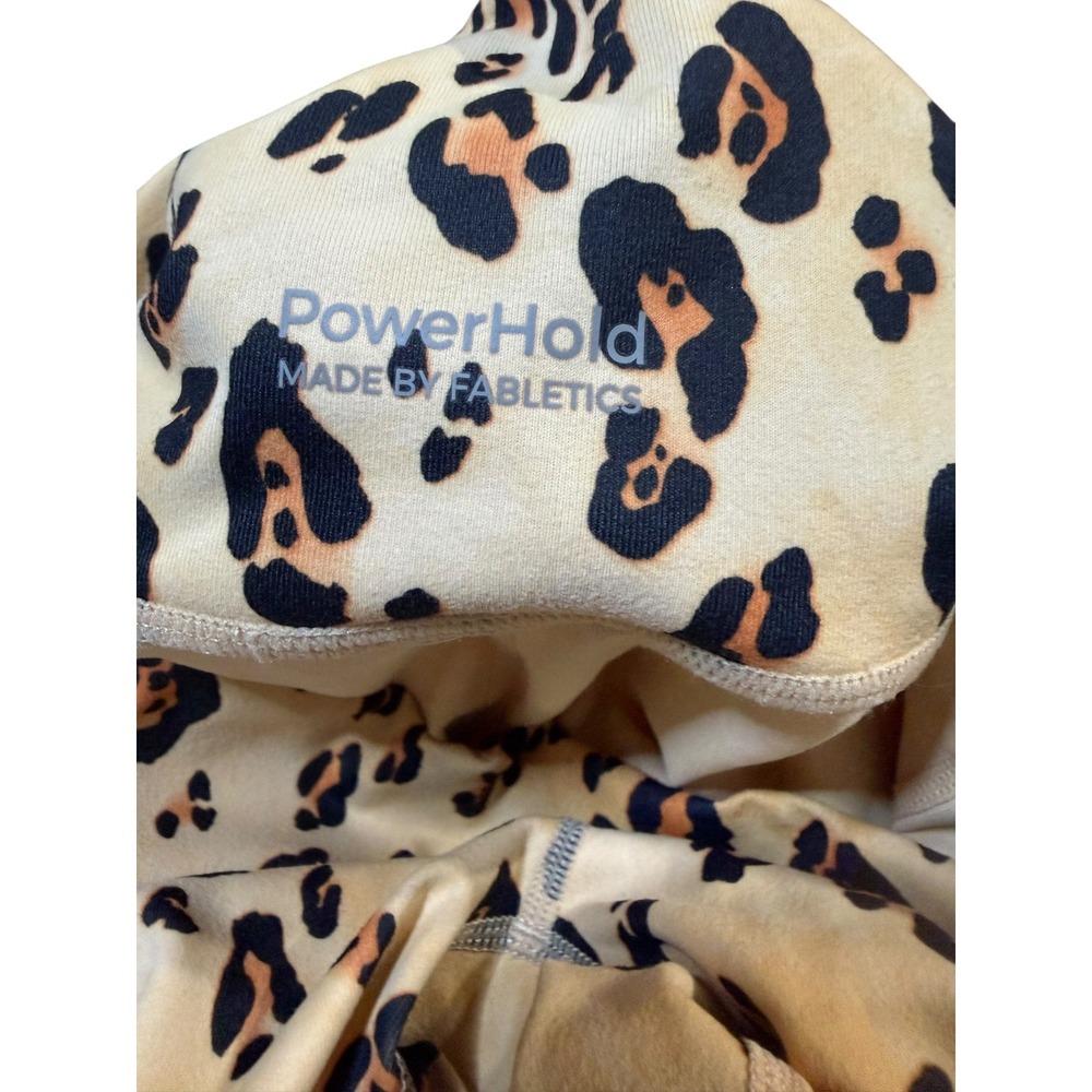 Fabletics PowerHold Leopard Print Mesh Pocket High Waisted Leggings Tan Large - Picture 4 of 4